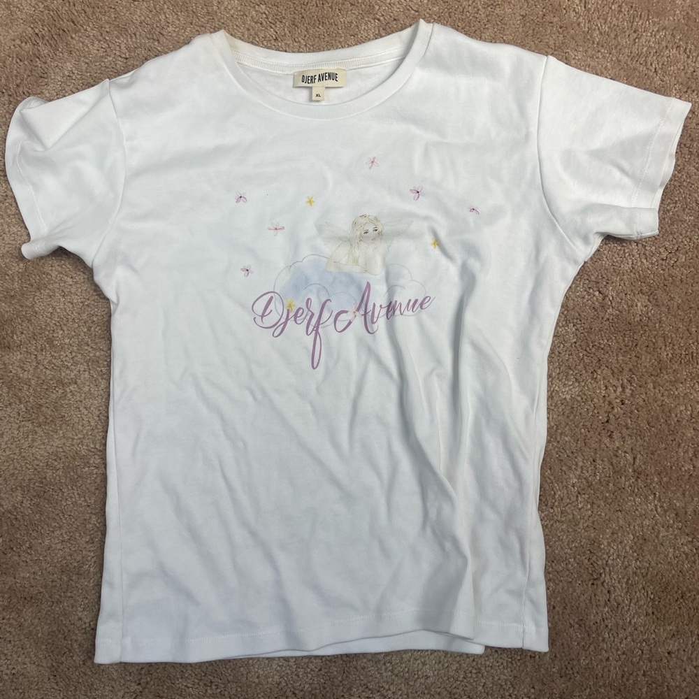 Djerf Avenue White Short Sleeve Tee